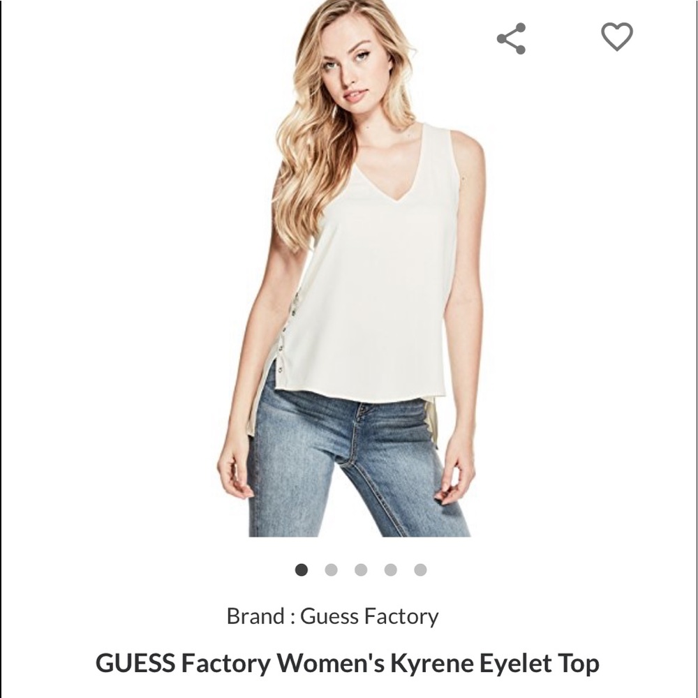 Guess Factory Women’s Kyrene Eyelet Top - Cream - Size Small